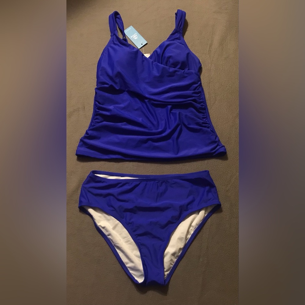 Cupshe Vibrant Blue Tankini Set
